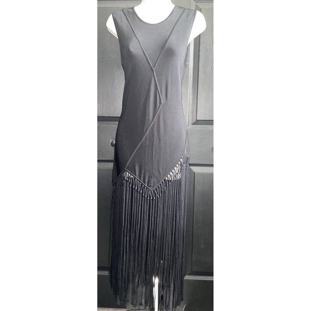 Worth New York P Petite Black Fringe Cocktail Dress Flapper (see 4th Photo)